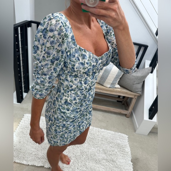 Cotton Candy LA blue & green long sleeve ruffle mini dress formal wedding NWT M - Picture 5 of 13